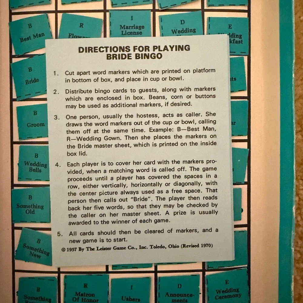 Bride Bingo Party Game - Vibrant Blue